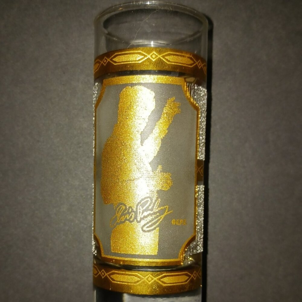 Culver Signed Graceland Elvis Presley 22K Gold Frosted Shot Glass 4 " Tall